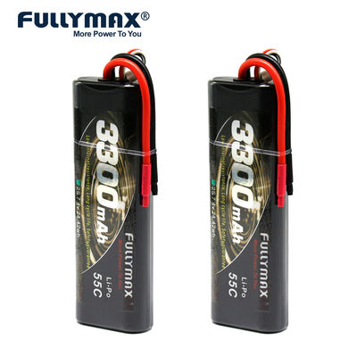 55C 2S1P 7.4V 2s 3300mah Lipo 2 Cell Rc Batteria 7.4v Modelli di auto Custodia rigida rotonda