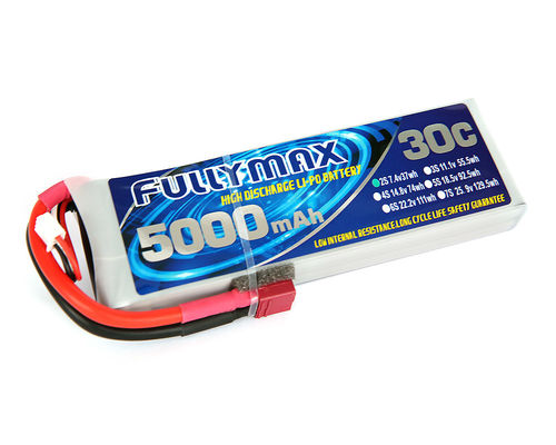 Batteria di Fullymax 7.4V 5000mAh 2S 30C Lipo con DEANS/T-Plug per i nitro elicotteri di Rc delle automobili di RC